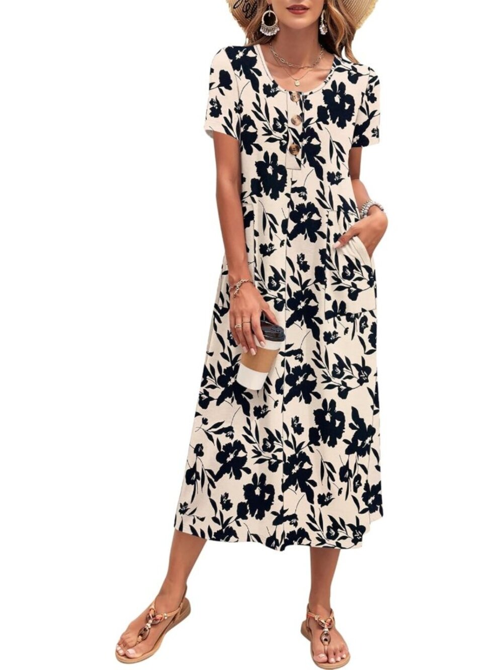 Summer Midi Dress for Women | Casual Loose Short Sleeve Sundress - Perfect for